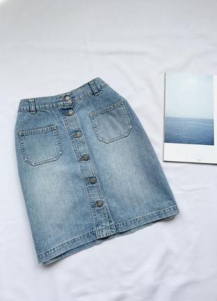 Джинсовая юбка, с пуговицами, джинс, эсприт, esprit