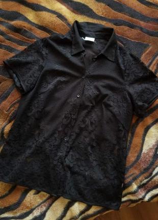 Черная оверсайз рубашка блуза