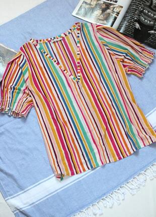 Разноцветная полосатая блуза зара размер хл 50 zara