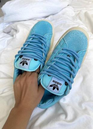 Кеды кроссовки adidas campus x bad bunny blue голубые адидас6 фото