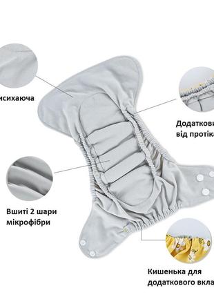 Многоразовый подгузник для новорожденных elinfant с вшитым вкладышем 2-6 кг (ef435)2 фото