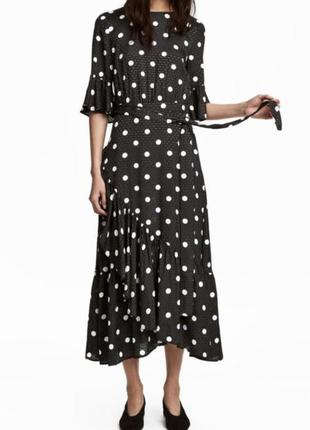 Длинное платье h&m в горошек