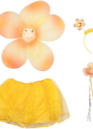 Детский карнавальный костюм цветочек: палочка, юбка, цветочек, обруч желтый
