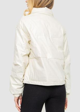 Куртка женская из мягкой экокожи, цвет молочный, 186r0954 фото