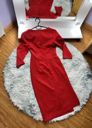 Платье красное элегантно-разделовое7 фото