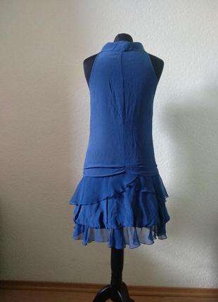 Сукня темно-синє 100% натуральний шовк, шифон4 фото