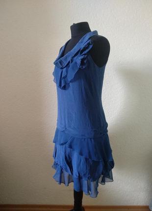 Сукня темно-синє 100% натуральний шовк, шифон3 фото