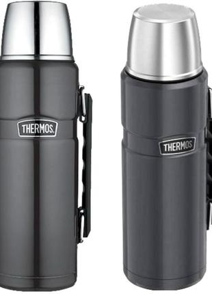 Термос 1.2 литра с ручкой для напитков thermos "stainless king" grey (170024) нержавеющая сталь