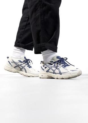 Кросівки asics gel-venture 6 white/blue білі з синім жіночі / чоловічі