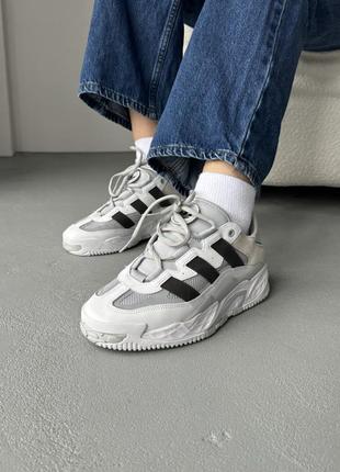Кроссовки adidas niteball grey/white белые с серым женские / мужские5 фото