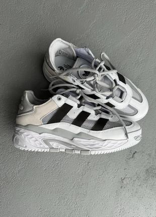 Кроссовки adidas niteball grey/white белые с серым женские / мужские7 фото