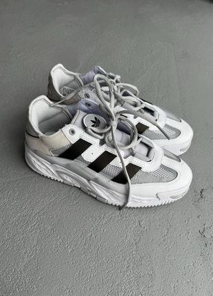 Кроссовки adidas niteball grey/white белые с серым женские / мужские10 фото