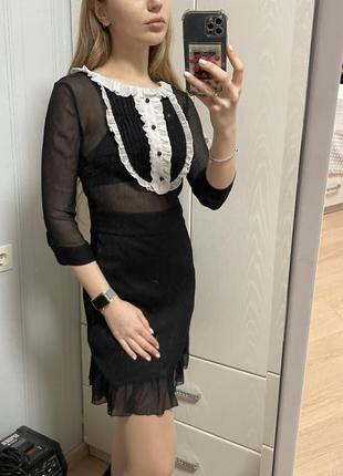 Женское черное платье с воротничком befree (размер s)1 фото