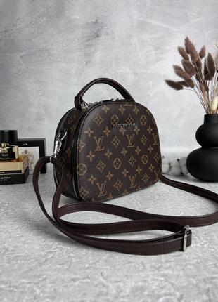 Кожаная женская сумка louis vuitton коричневая женская сумочка на плечо в подарочной упаковке4 фото