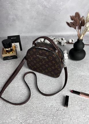 Кожаная женская сумка louis vuitton коричневая женская сумочка на плечо в подарочной упаковке7 фото