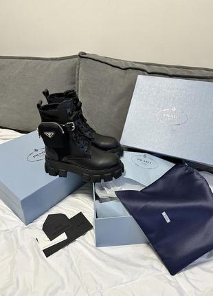 Ботинки женские prada boots premium zip pocket black8 фото