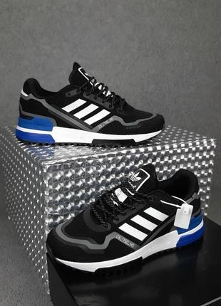 Adidas zx750 hd черные с синим кроссовки мужские адидас весенние осенние демисезонные демисезонное качество низкие замшевые2 фото