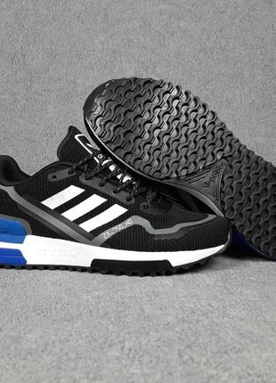 Adidas zx750 hd черные с синим кроссовки мужские адидас весенние осенние демисезонные демисезонное качество низкие замшевые8 фото