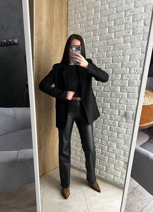 Брюки брюки zara straight из искусственной кожи 34 xs 36 s 38 m5 фото