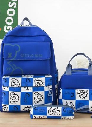 Жіночий рюкзак набор 3 в 1 комплект пенал сумка брелок значки дитячий набір2 фото