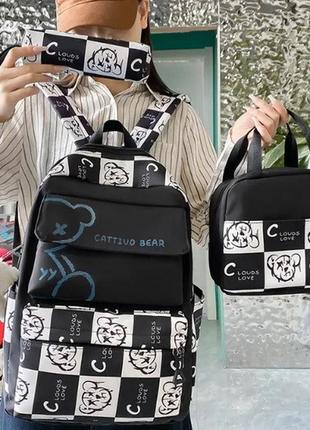 Жіночий рюкзак набор 3 в 1 комплект пенал сумка брелок значки дитячий набір6 фото