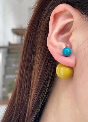 Серьги пусеты серьги гвоздики с цветными шариками