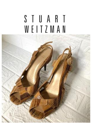 Stuart weitzman кожаные дизайнерские босоножки питон змея на платформе на каблуке