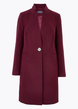 Стильное пальто бордовое красное пальто марсала от m&amp;s5 фото