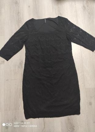 Гепюровое черное платье laura torelli разм.м рукав 3/43 фото
