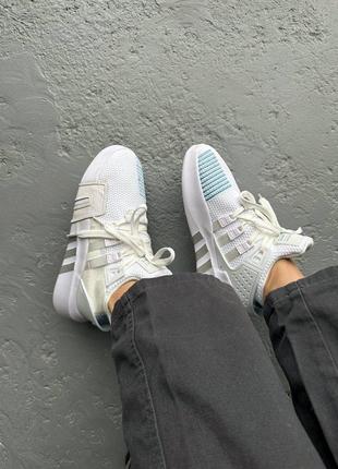 Классные женские кроссовки adidas eqt equipment white blue белые2 фото