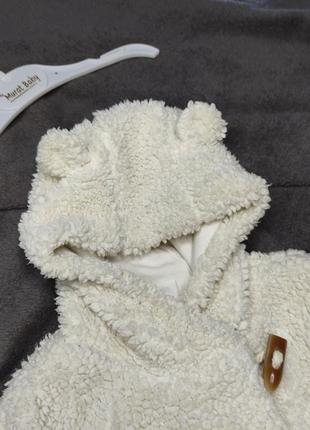 Теплая кофта баранец с капюшоном с ушками на ребенка 6-9 месяцев, на девочку, весенняя куртка, осенняя кофта2 фото