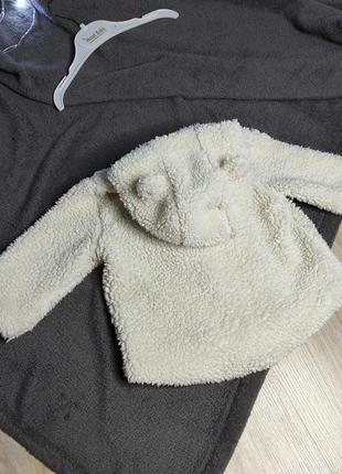 Теплая кофта баранец с капюшоном с ушками на ребенка 6-9 месяцев, на девочку, весенняя куртка, осенняя кофта3 фото