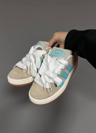 Женские кроссовки адидас adidas campus “beige / blue” premium4 фото