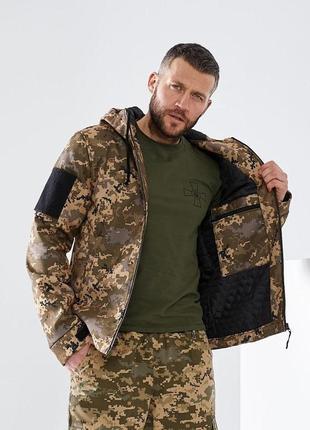 Мужская демисезонная тактическая куртка на флисе с синтепоновым утеплителем размеры 48-58