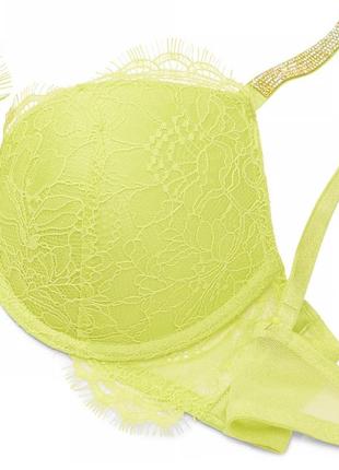 Комплект белья shine chain strap lace push-up bra limelight10 фото