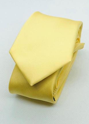 Галстук мужской желтый узкий1 фото