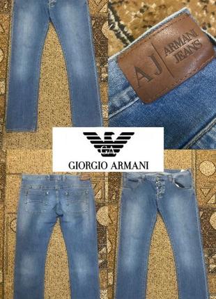 Классические синие джинсы без потертостей от armani jeans