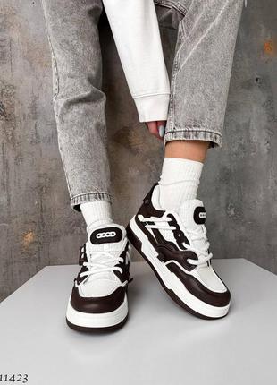 Стильные и удобные кроссовки 
☑ цвет: коричневый+белый, экокожа/текстиль2 фото