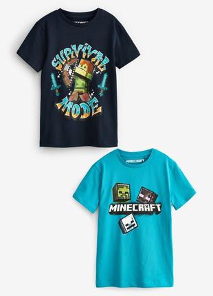 2 шт хлопковая футболка майнкрафт minecraft  pack license t-shirt next