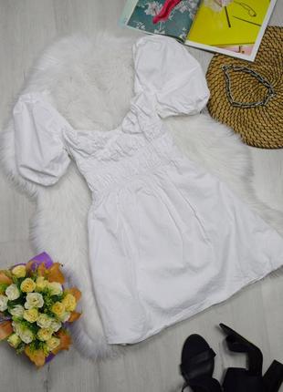 Платье белое мини рукава буфы платье кукольное2 фото