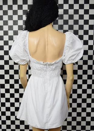 Платье белое мини рукава буфы платье кукольное4 фото