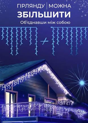 Гирлянда уличная светодиодная 280 led 20 метров белый провод бахрома 88 нитей7 фото