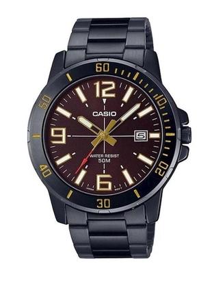 Мужские часы casio mtp-vd01b-5b, коричневый с титановым браслетом