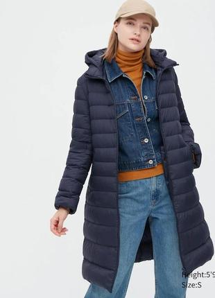 Пальто uniqlo women ultra light down long coat navy