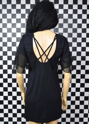 Платье футболка в стиле рок черная платье с принтом готика неформальная одежда4 фото