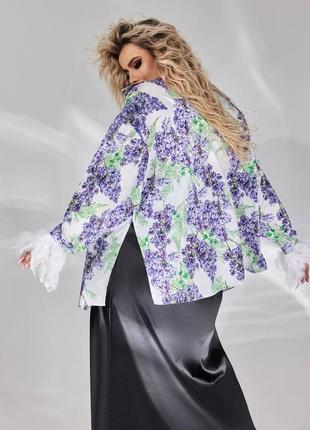 Блуза зі знімними пір‘ями жіноча шовкова6 фото