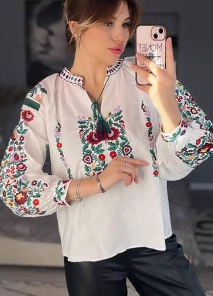 Оригинальная блуза-рубашка вышиванка с длинным рукавом норма
