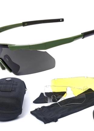 Тактичні окуляри олива 3 комплекти змінних лінз, краща якість, оригінал ua