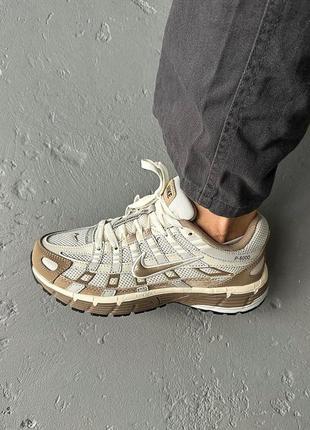 Стильные женские кроссовки nike p-6000 beige brown бежевые