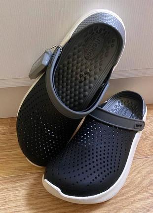 Crocs literide clog black/smoke крокси чорні/сірі лідер продажів